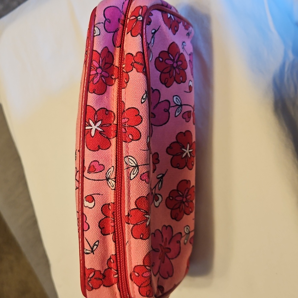 Bath And Body works Pink And Red Floral Zippered Cosmetic Case - Picture 2 of 8